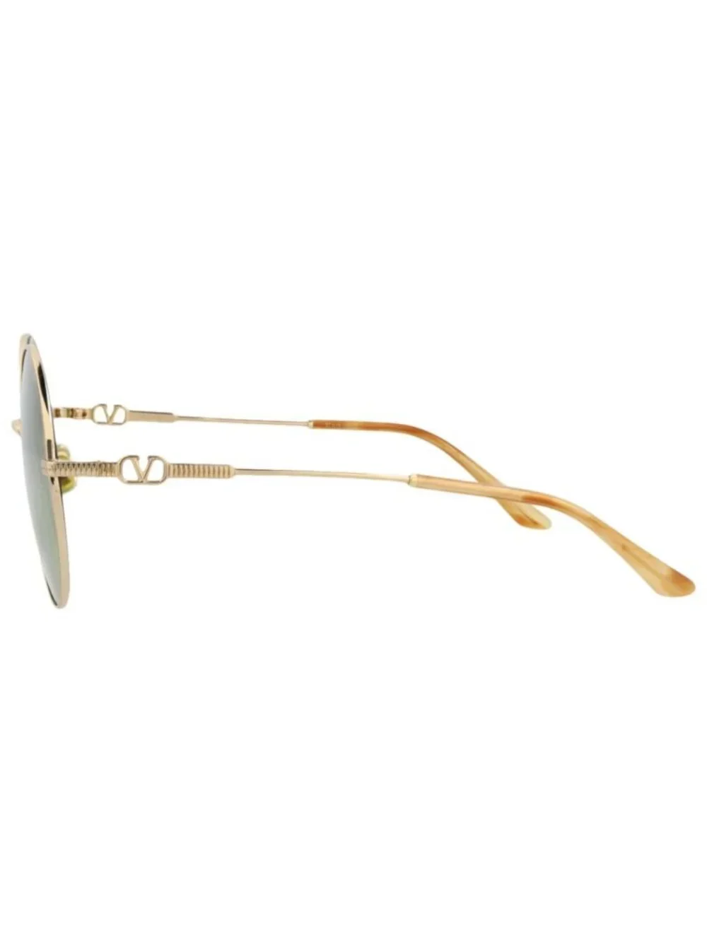 New Valentino Women's Sunglasses Round Oval Metal Frame Unisex Gold Gold Green